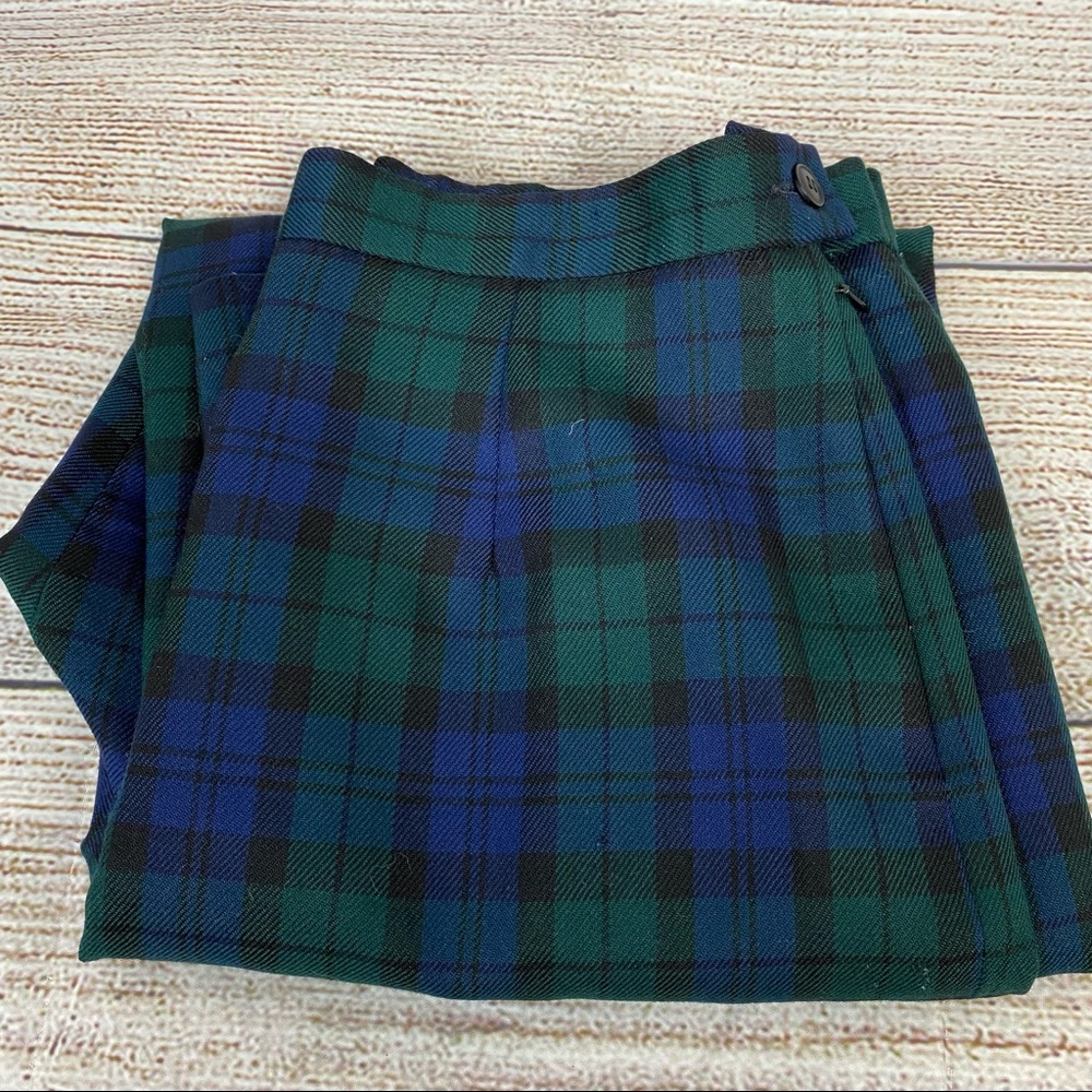 Plaid Women's Pants in Green and Blue